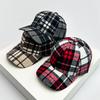 Baseball Color Contrast Blocking Plaid Style British Women Men For Neutral Gender Fresh Caps Peaked Hats Sunshade Casual Warm Retro Versatile