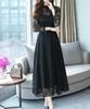 Sueeya Lace Long Ruffle Long Perfect for and Size M Women's Dress, Sleeves, Flared, All-Over Print, Cute, High-Waisted, Slimming, Stylish, Sheer,