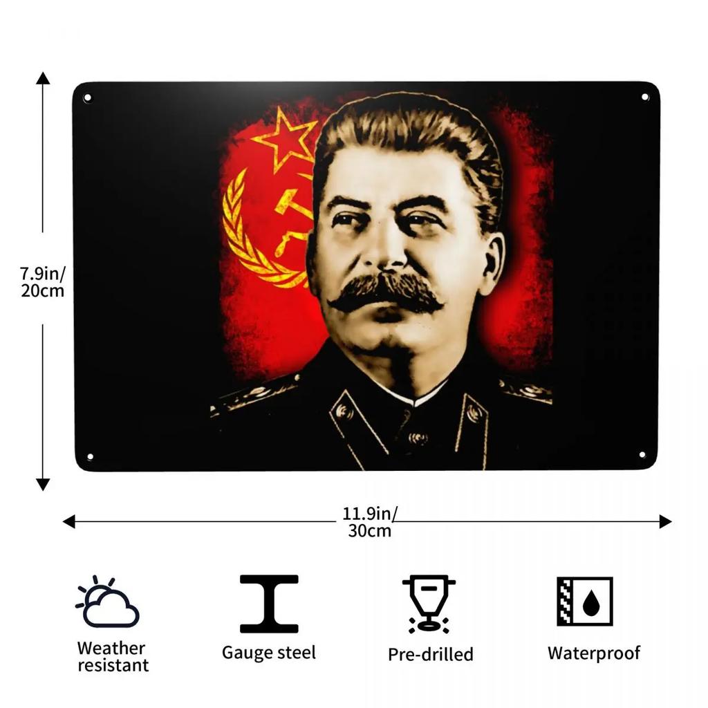 Vintage Allied Nations Joseph Stalin Metal Tin Sign Rectangle USSR Communist Russia Signs Plaque Gate Garden Bars Wall Art Decor