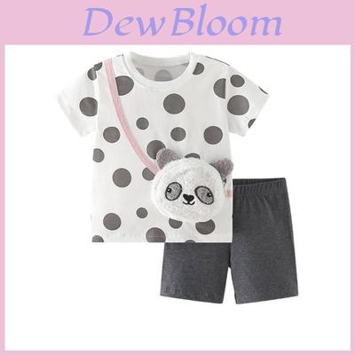 Girl Summer Cotton Animal Print Twopiece Set For Children 3-8 Years