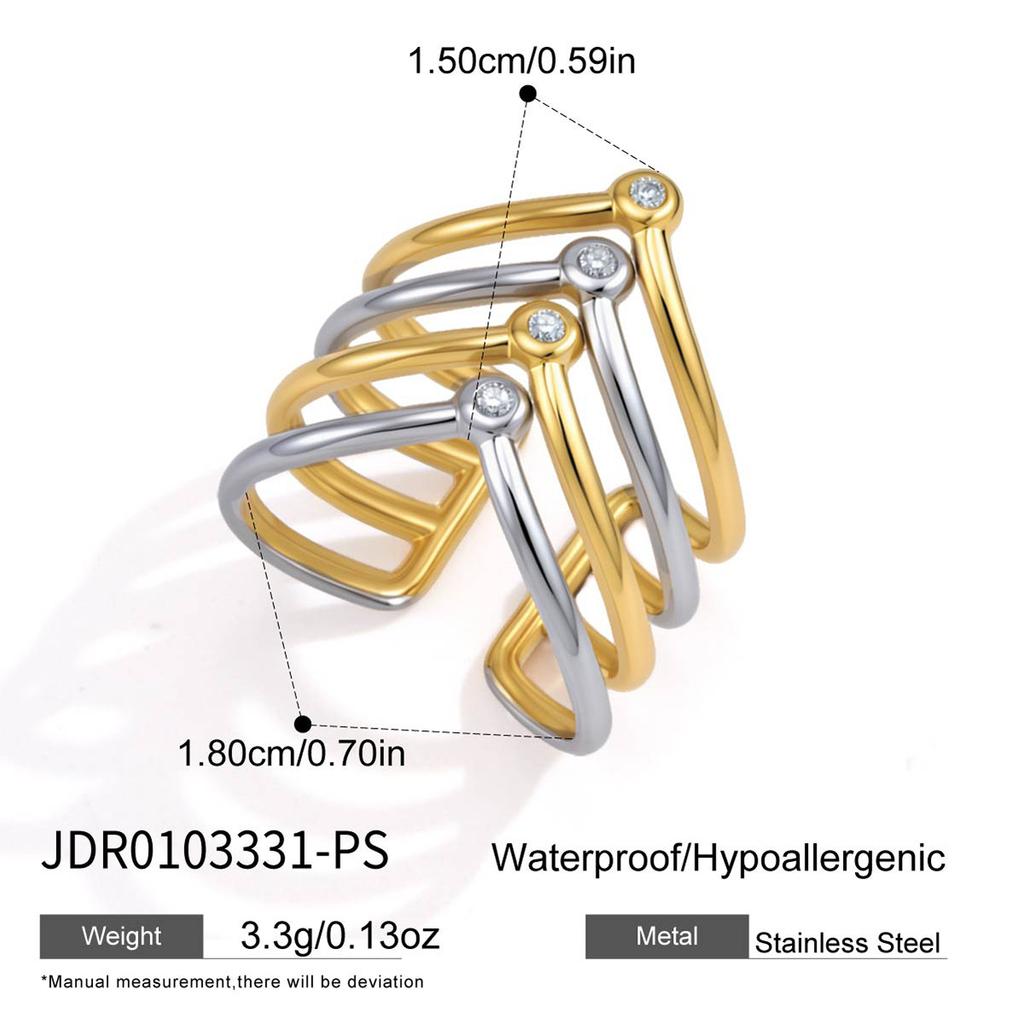 Ins-style high-end feeling female ethnic style ring does not fade zircon ring opening retro ring ring