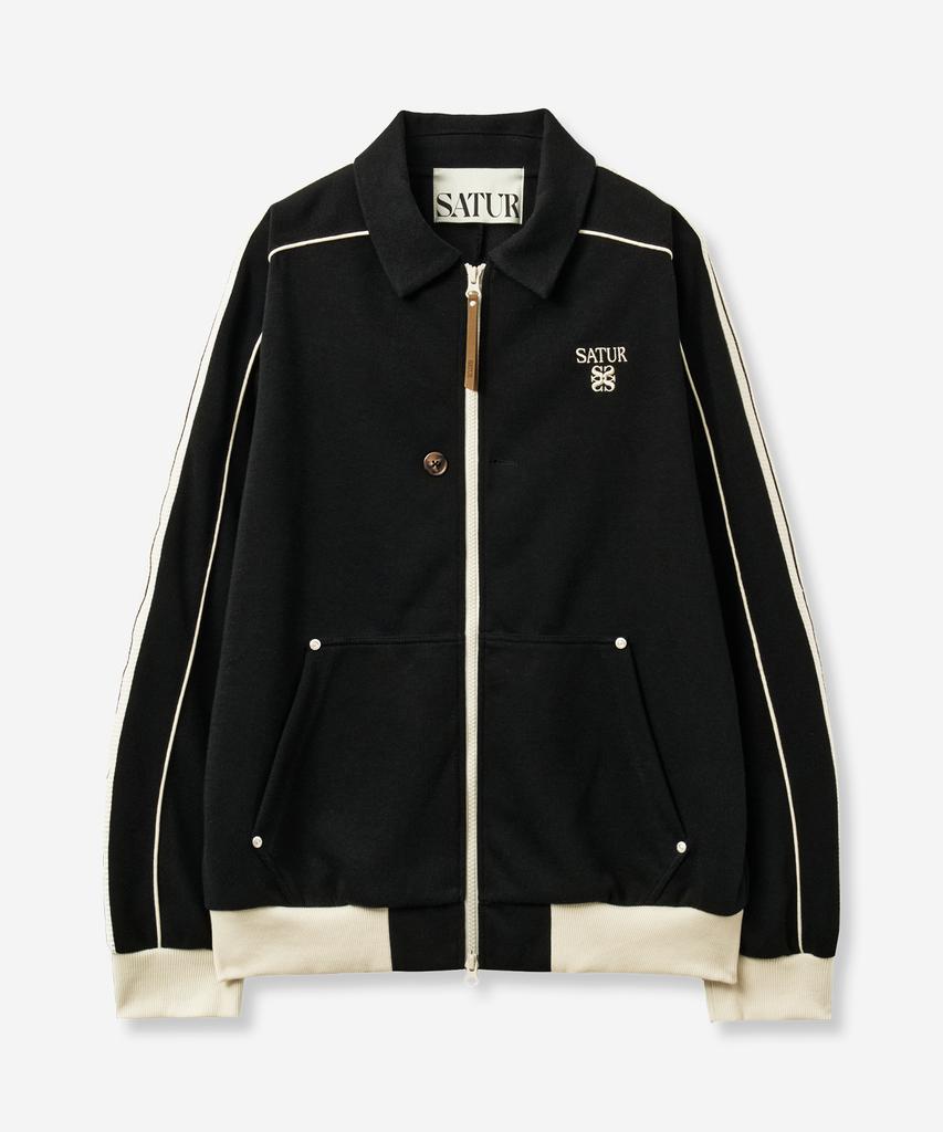 SATUR Rawton Piping Collar Track Zip-Up Jacket Black