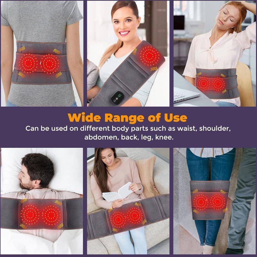 Cordless Lumbar Heating Pad Rechargeable Lower Back Massager Portable Red Light Therapy Lumbar Support Belt