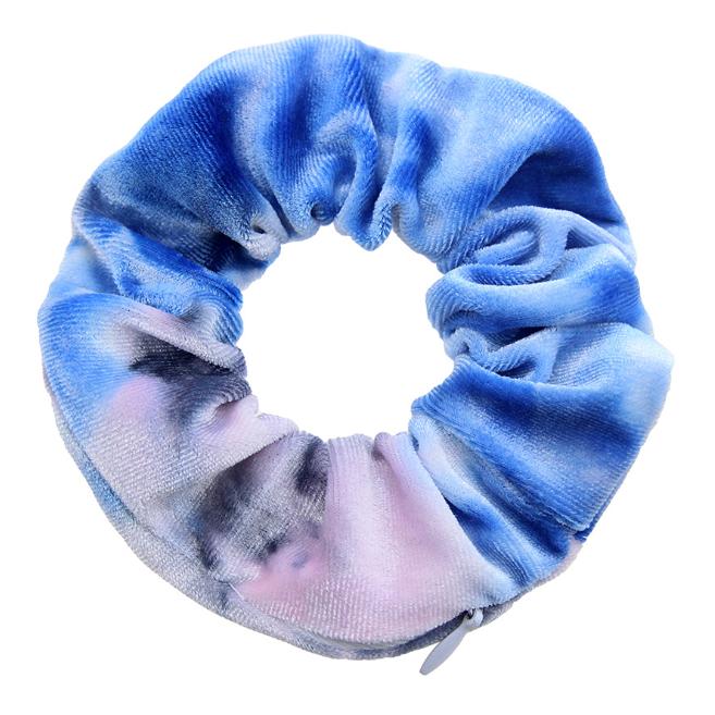 Hot Selling High Quality Elegant Zipper Velvet Material Tie Dye Design Pocket Unisex Scrunchies
