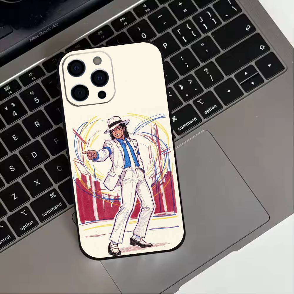 Cute Cartoon M-Michael J-Jackson  Phone Case For iPhone 17,16,15,14,13,12,11 Plus,Pro Max,XS,Soft Silicone Black Cover