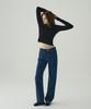 Deuloupisumeon Heart Neck Ribbed Slim Knit Top [Brown]