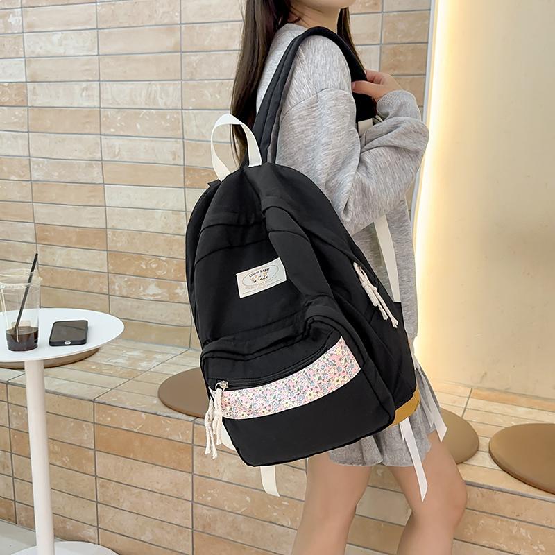 Рюкзак женский маленький цветочный лоскутный студенческий рюкзак большой емкости зелёный — фото 2