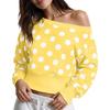Damen Polka Dot Schulterfreies Sweatshirt Langarm Lockerer Schnitt Lässiges Oberteil