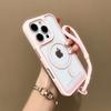 For iPhone 16 Pro Case Magnetic Case with Strap PC + TPU Shockproof Phone Cover