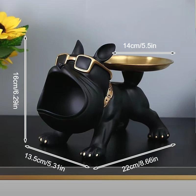 

Resin Bulldog Statue With Zinc Alloy Handcrafted Pet Decor Figurine for Home Desk Bookshelf Men Women Storage Key Holder Jewelry чёрный
