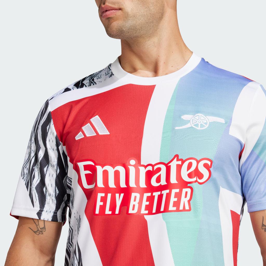 Adidas Arsenal 24/25 Aufwärmtrikot Better Scarlet/Weiß/Schwarz/Clear Aqua Herren Streetwear JE7562