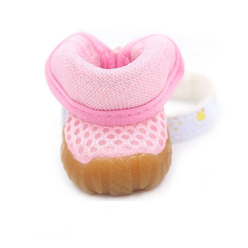 4 Pcs/set Breathable Dog Shoes Cute Anti-Slip Dog Boots Soft Candy Colors Dog Shoes Mesh Pug Products