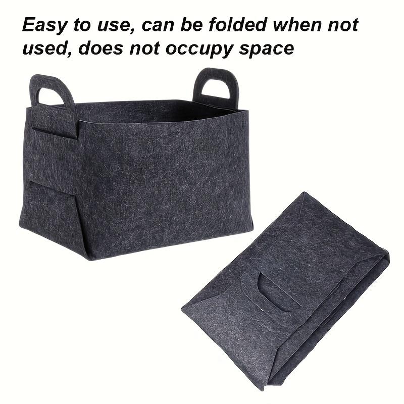 3pcs Felt Storage Bags Collapsible Household Storage Baskets with Handle for Home Clothes Toys Organization and Storage Supplies