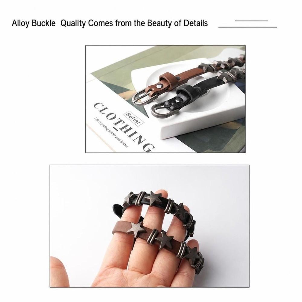 PU Leather Skull Bracelet Star Rivet Bracelet Goth Vintage Chain Bracelet Women Men