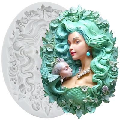 Mermaid Princess Silicone Molds Mermaid Princess Fondant Mold Cake Decorating Tools Cupcake Topper Candy Chocolate Gumpaste Mold