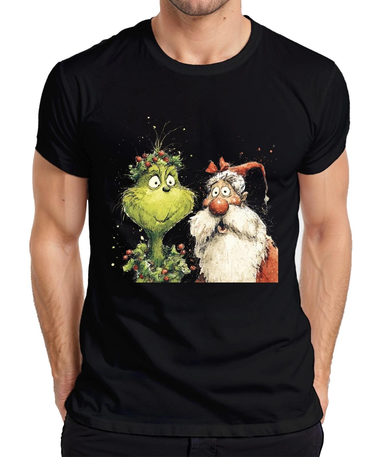Grinch Weihnachtsmann Aquarell lustig Geschenk Vintage Herren T-Shirt XL