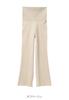 Maternity Rib Knit Flare Maternity Loose Off Beige 10024470 [ANGELIEBE] Pants, Pants, Prenatal, Postnatal, Clothes, L,