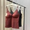 Autumn Women's French Satin V-Neck Camisole with Chest Pad