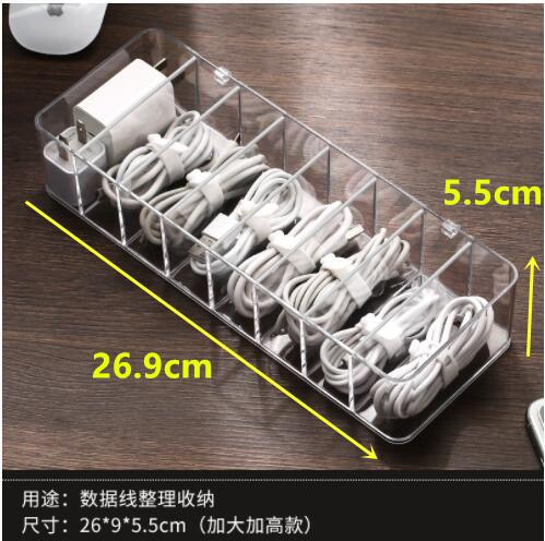 5 Sizes Multifunction Headphone Data Cable Charging Cable Organizer Transparent Data Cable Organizer With Lid Desktop Stationery