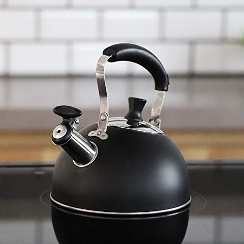 Pearl Metal Wide-Mouth Whistling Kettle, 1.6L, Limited Edition, Black Stainless Steel, BLKP, AZ-5014
