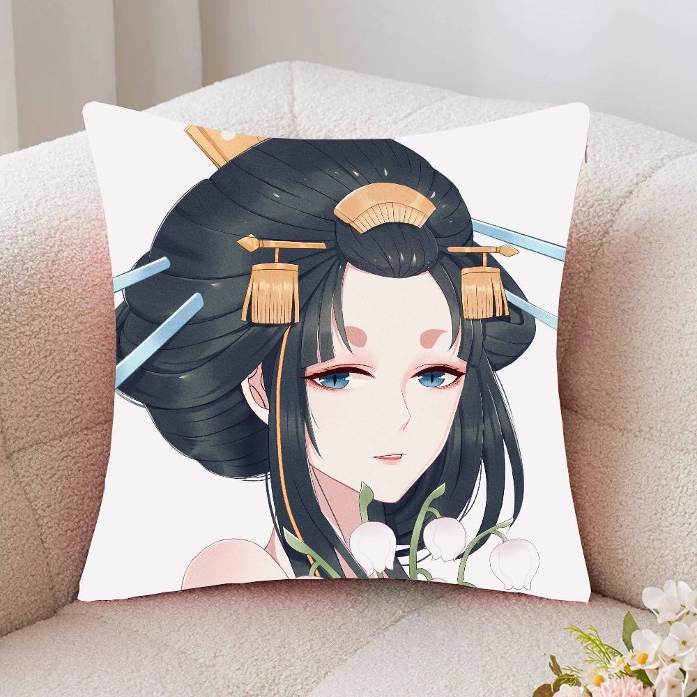 Japanese Women In Ancient Costume Pillow Case Fashion Square Pillowcase Bedroom Sofa Room Ins Decoration Leisure