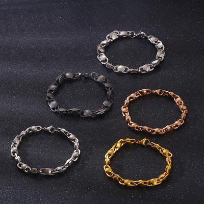 Geometrisches Armband, japanische und koreanische trendige 8-mm-Knotenkette aus Titanstahl für Herren
