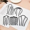 Women Hair Insert Comb Messy Bun Hair Pin Metal Wave Shape Hair Fork For Parties