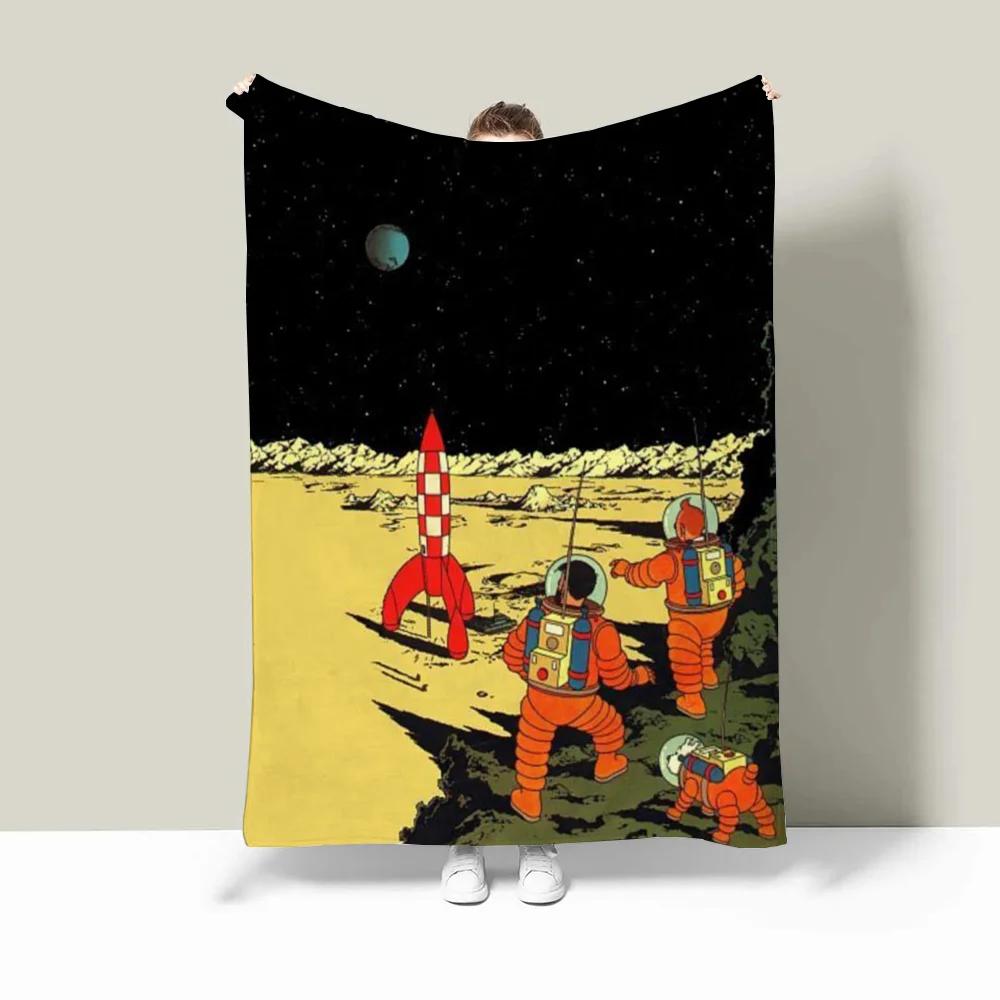 Tintins Kapuzendecke für Sofas, individuelle Decken, Charaktere, flauschig, kariert, Luxusbettwäsche, Bettüberwurf, Strandtuch, Heim und Dekoration