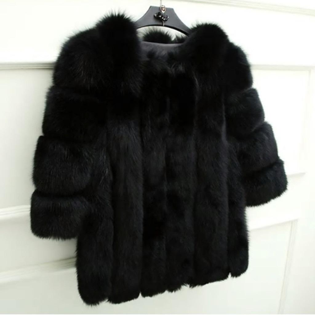 New imitation fur women's coat imitation fox hair medium and long splicing artificial fur one piece