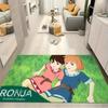 Ronja the Robber's Daughter Cartoon Rug, Ronja and Friend Grass Scene Print Floor Mat for Kids Bedroom Home Decor