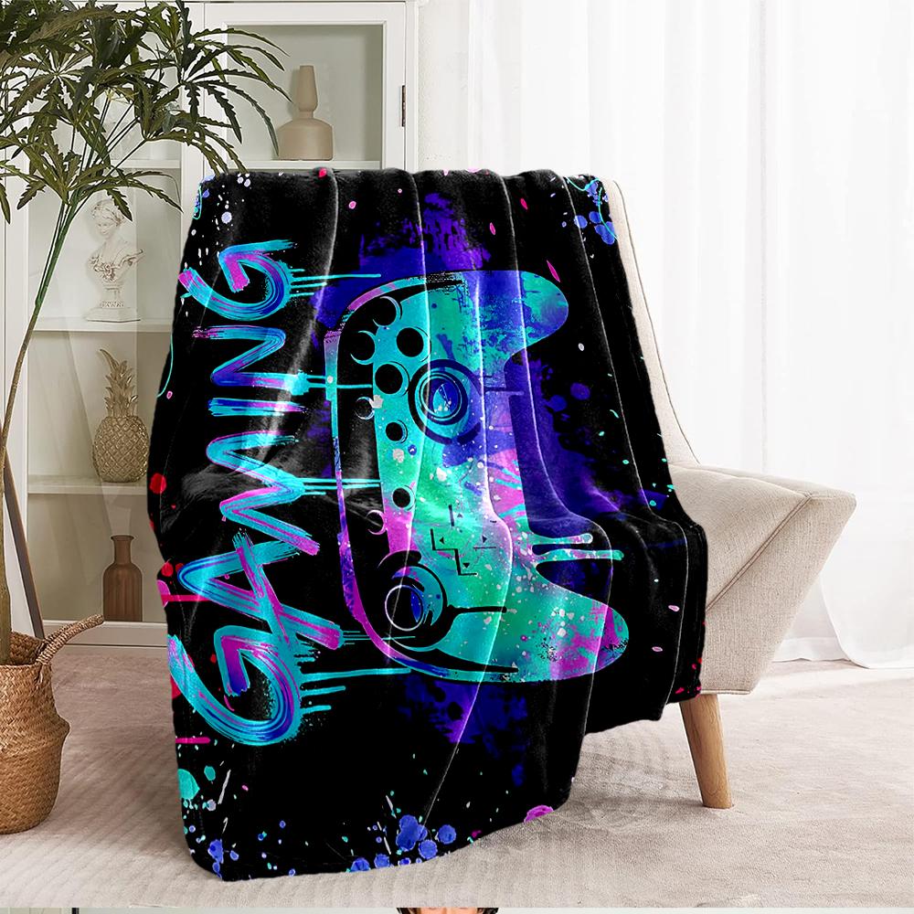 Game Controller Theme Printed Blanket - Perfect for Couch, Bed, Travel & Outdoor Use | Machine Washable, Cozy & Durable.