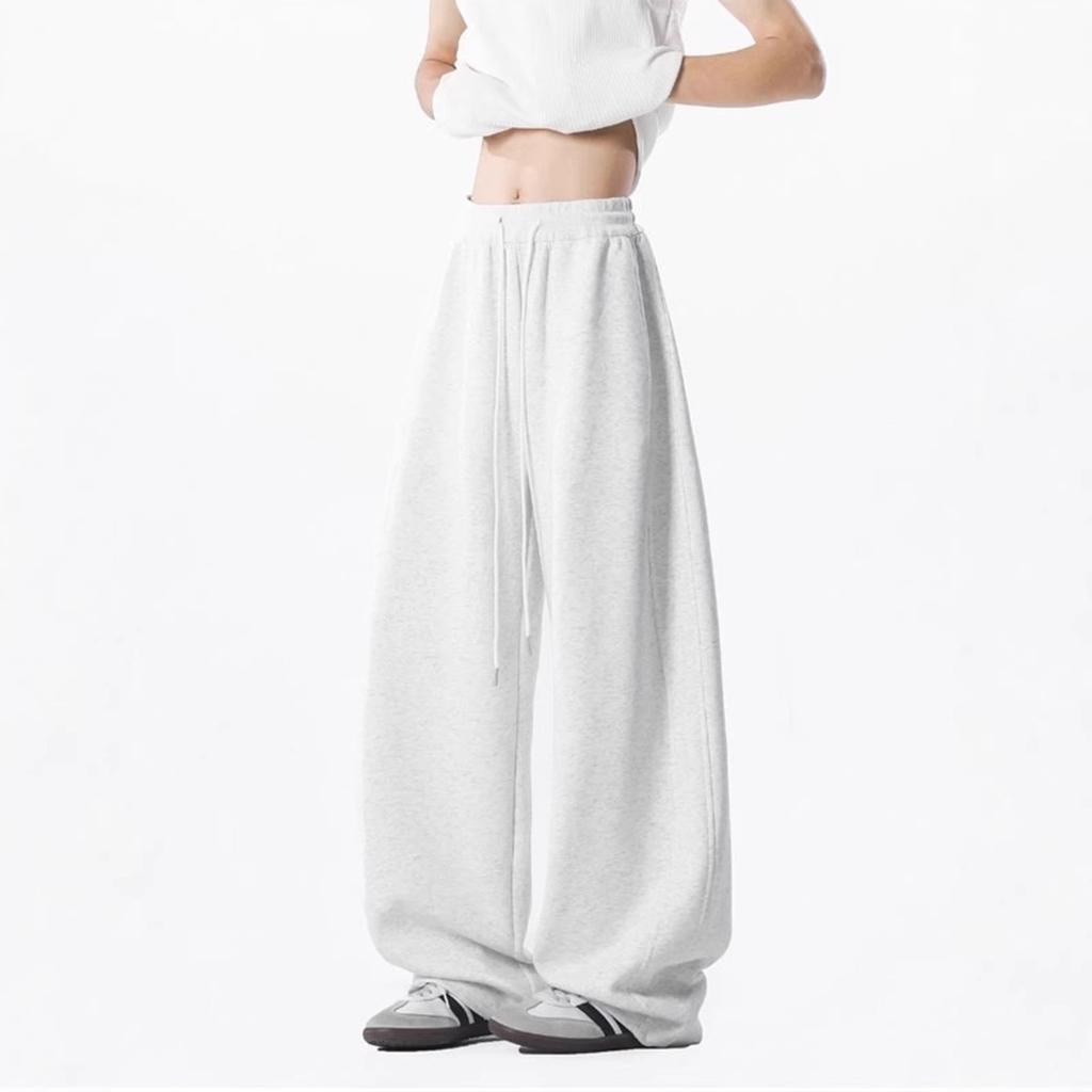 American heavy scimitar pants men's and women's spring new loose wide-leg trousers gray sweatpants tide