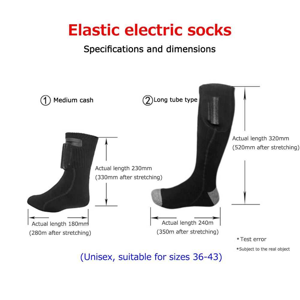 Winter Electric Heated Socks Boot Feet Warmer Rechargable Battery Thermal Heating Socks Outdoor Sports Hiking Cycling Socks