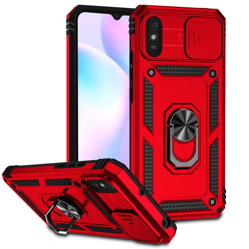 

Чехол для Xiaomi Redmi 9A Чехол Armor Слайдер Защита камеры Чехол для телефона для Redmy 9A 9 A Redmi9A Кольцо-подставка Ударопрочная задняя крышка for Redmi 9A красный