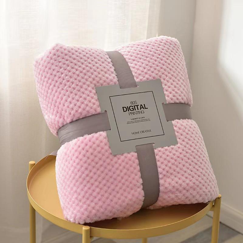 Thick Flannel Blanket Plaid Fleece Throw All Season Pet Bed Cover Air Conditioner Soft Coral Home