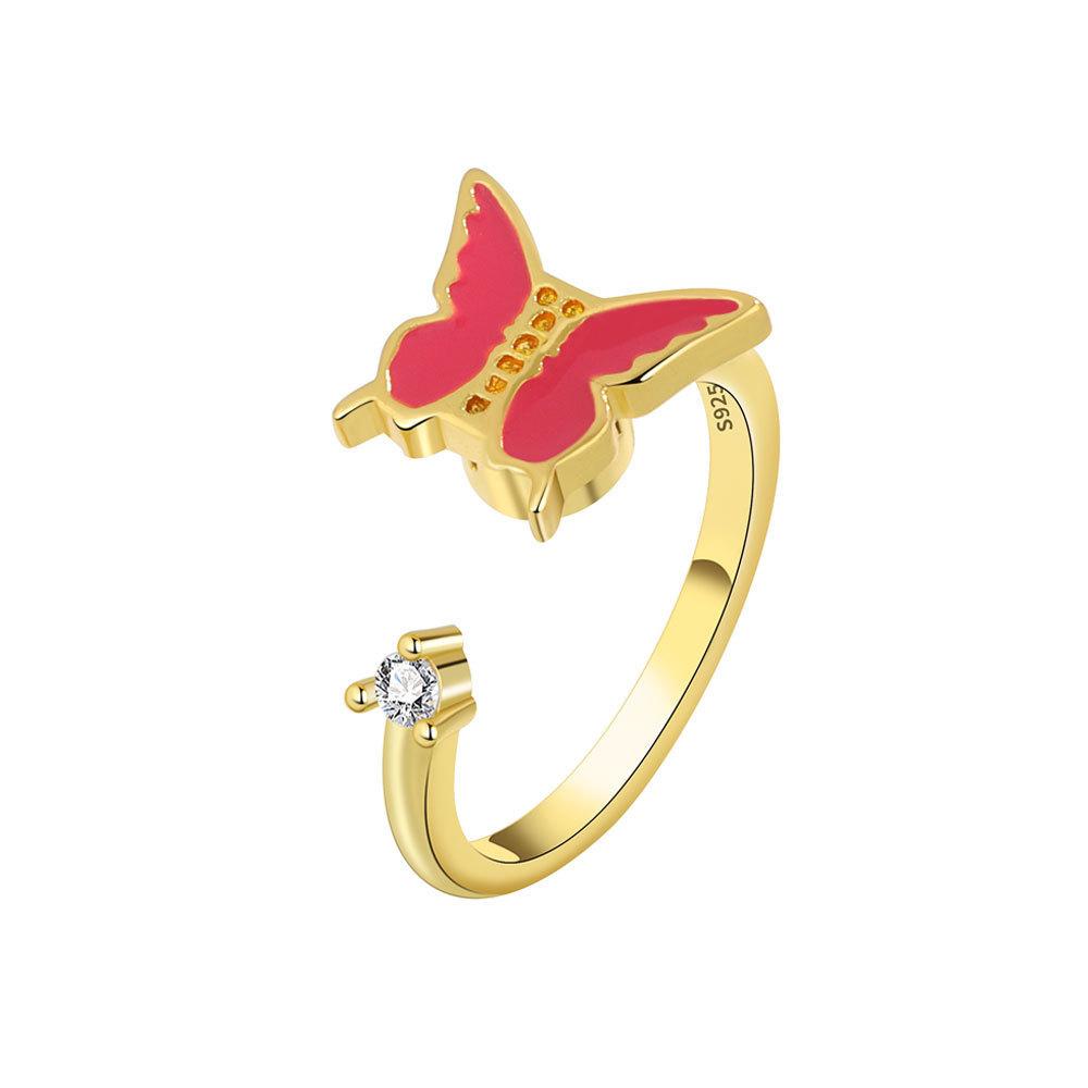 Fidget Spinner Ring Anxiety for Women Multiple Crystal Flower Eye Butterfly Animal Ring Rotate Anti Stress Wedding Jewerly