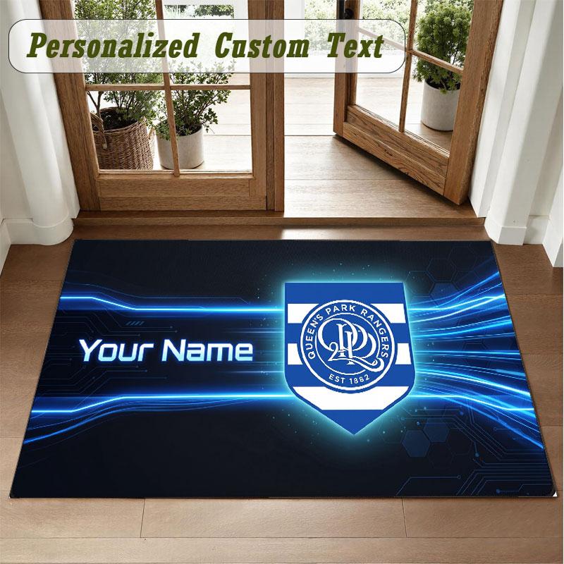 Crystal Velvet Square Rug Custom NameQueens Park Rangers Pattern Non Slip Home Floor Decor Rug
