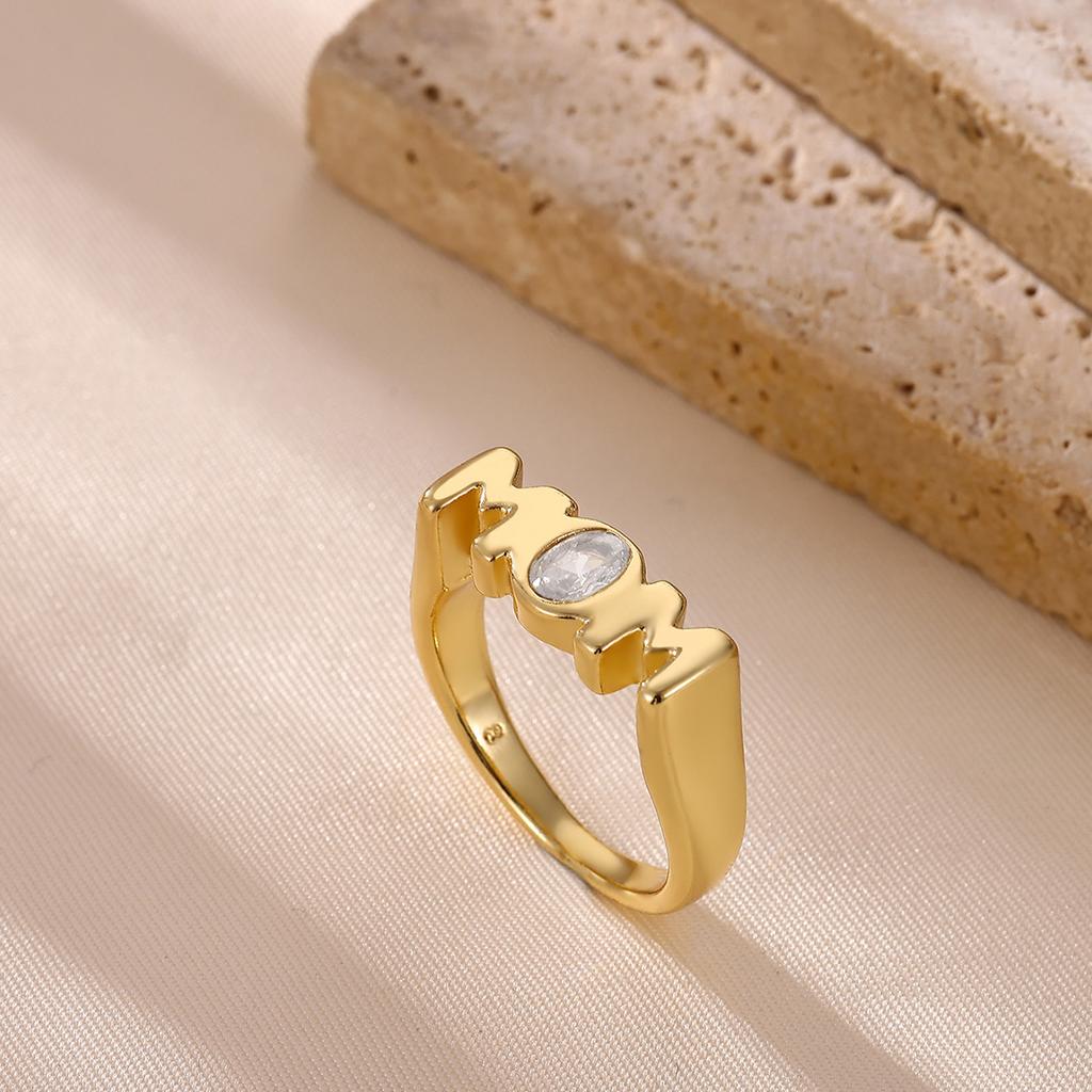 Love Mom Letter Rings For Women Mather Father Sister Jewelry Gold Color Zirconia 7-8 Size Dad Sis Mama Anillos Best Family Gift