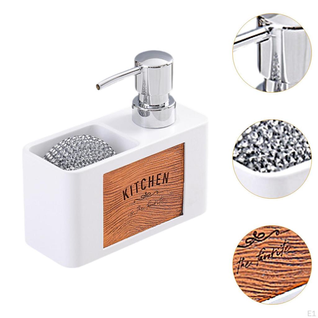 Kitchen Soap Dispenser with Sponge Holder Refillable Scrubbers,Soap Brush Storage,Brush Scrub