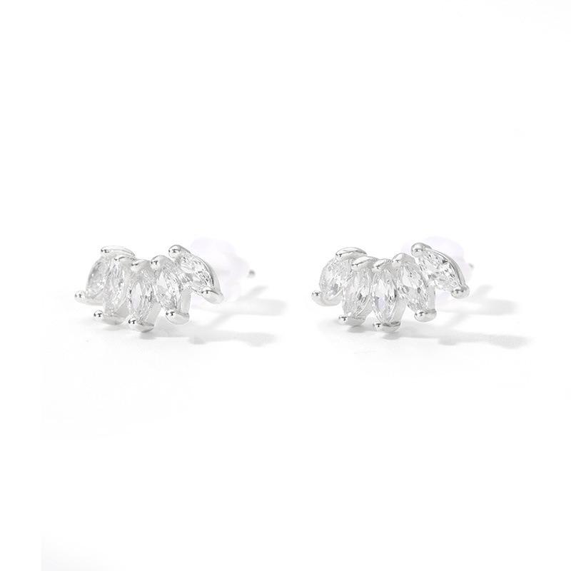 Temperament Fashion Zircon Flower Spike Earrings Earrings Women's Exquisite Versatile Premium Leaf Silver Needle Earrings