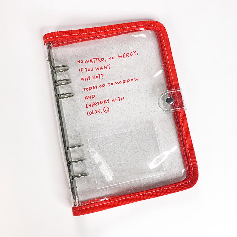 A5/A6 Korean Planner Instax Photo Album - Transparent PVC, Soft Leather, 6-Hole Loose-Leaf, Snap Closure.