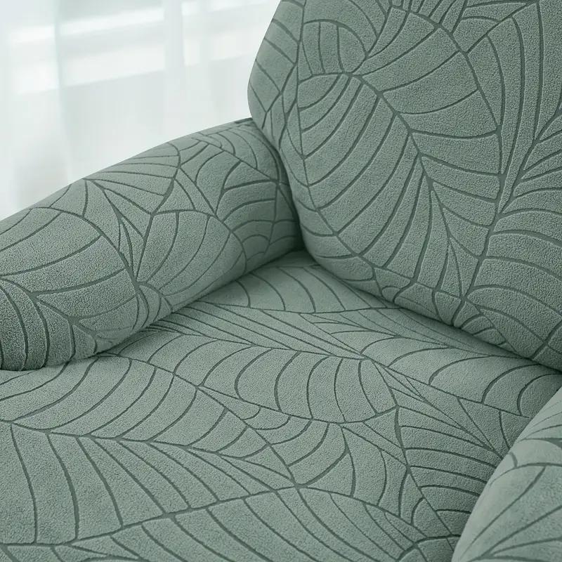 1 Seat Leaf Jacquard Recliner Sofa Cover Dust-Proof Removable Armchair Slipcover Single Armchair Slipcover Decor For Living Room