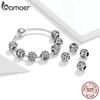 BAMOER 925 Silver Retro Letter Charms Hollowed Alphabet A-Z Round Beads for Women Bracelet DIY Jewelry Making