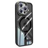For iPhone 16 Pro Max Case Compatible with MagSafe PC+TPU Clear Phone Cover with Glitter Camera Lens Film