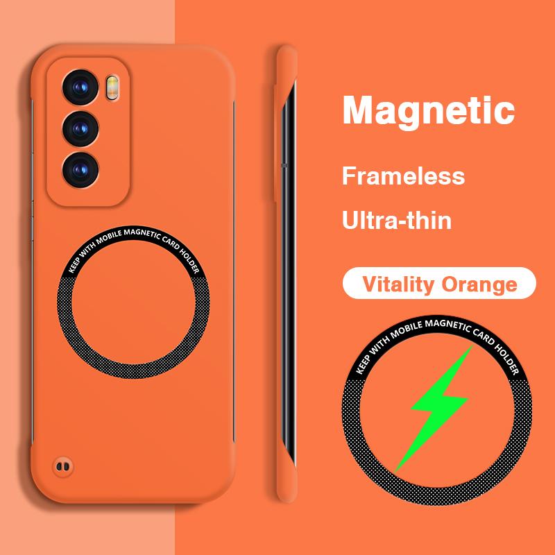 Magnetic Frameless Thin Phone Case for OPPO Reno12 Reno 12 Pro 12Pro 5G China Global Funda Luxury Hard PC Candy Color Back Cover OPPO Reno12 Pro
