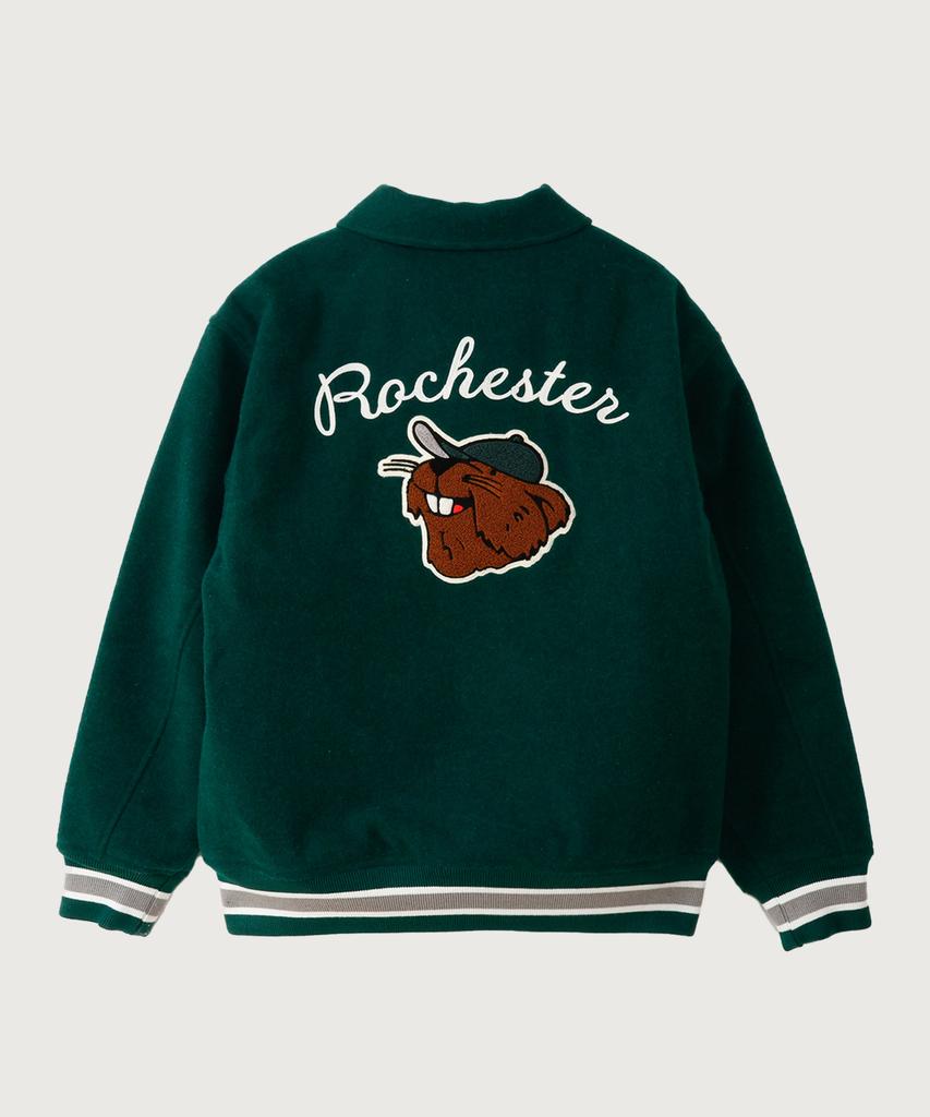 Champion C Logo Award Varsity Jacket Dark Green
