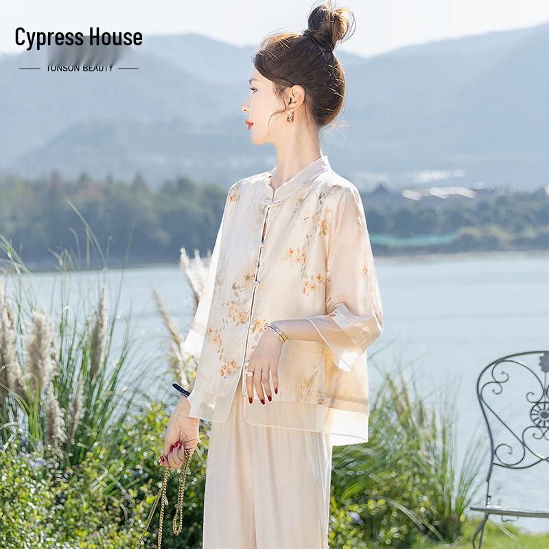 Women s New Chinese Style Floral Stand Collar Blouse XL