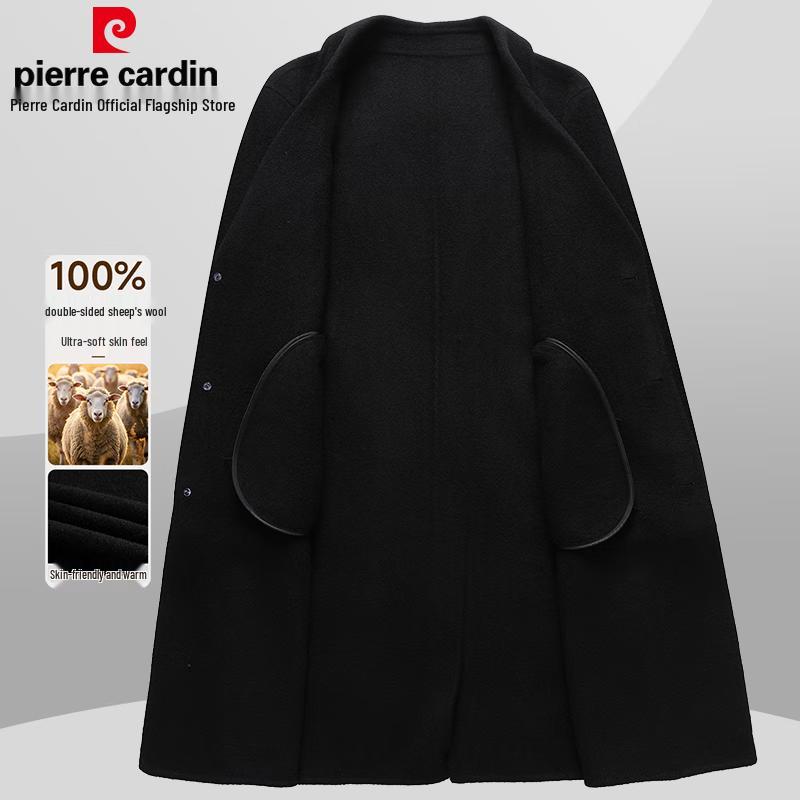 Pánský dlouhý vlněný kabát Pierre Cardin ze 100% merino vlny, oboustranný