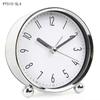 Round Alarm Clock Study Desk Alarm Clock Pointer Type Quartz Clock Bedside Table Clock Silent Metal Seat Clock