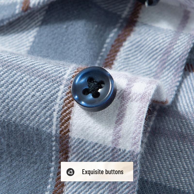 Chemise à carreaux à manches longues en coton brossé 100% pour homme Futing